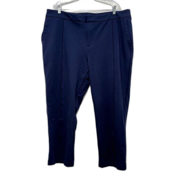 Eloquii Pants Navy Blue Stretch Work Career Tapered Leg High Rise Womens sz 22 - Picture 1 of 7